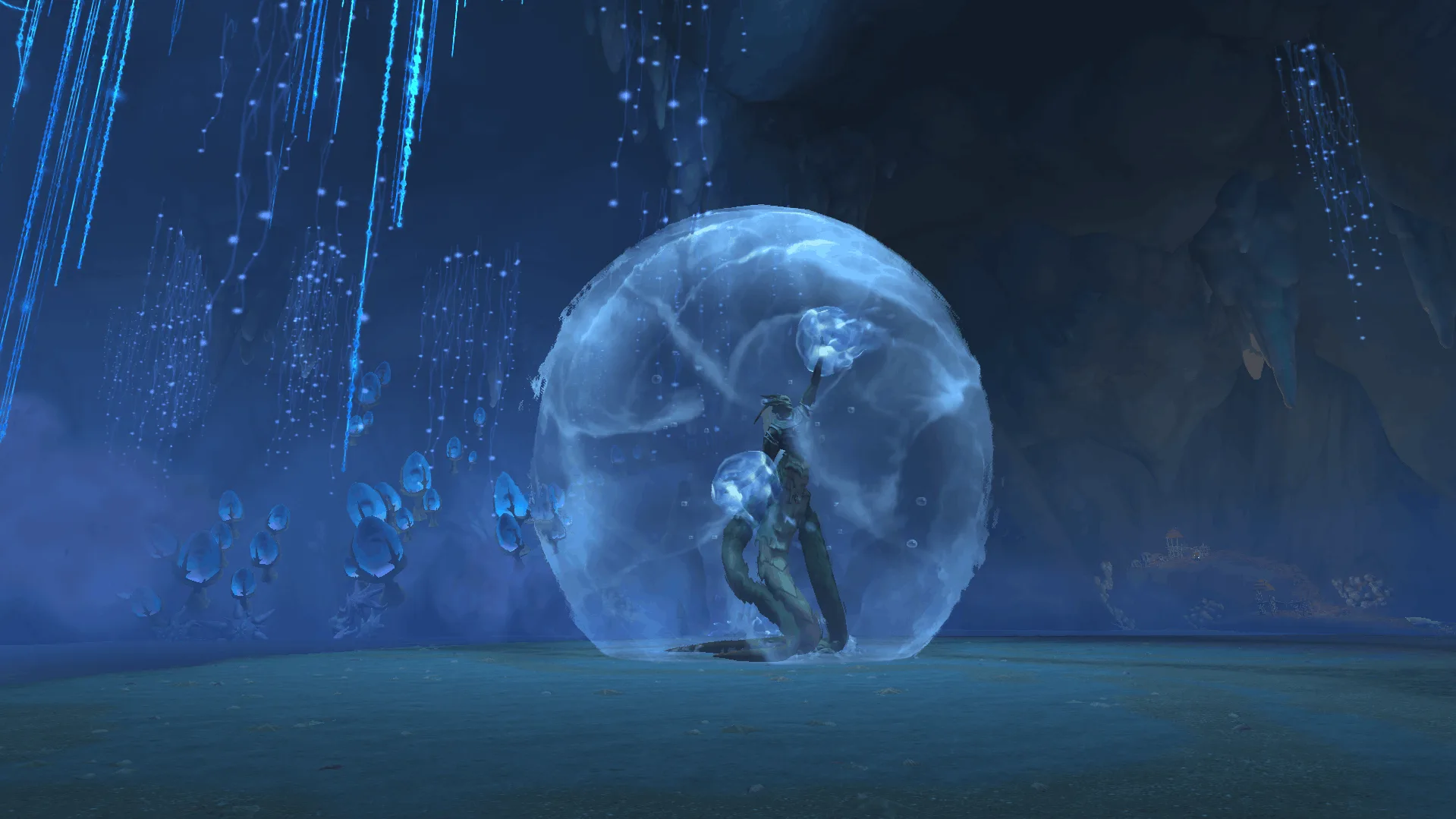 Nymrissa Wavecaller inside the Alluring Bubble in Tidebound Grotto
