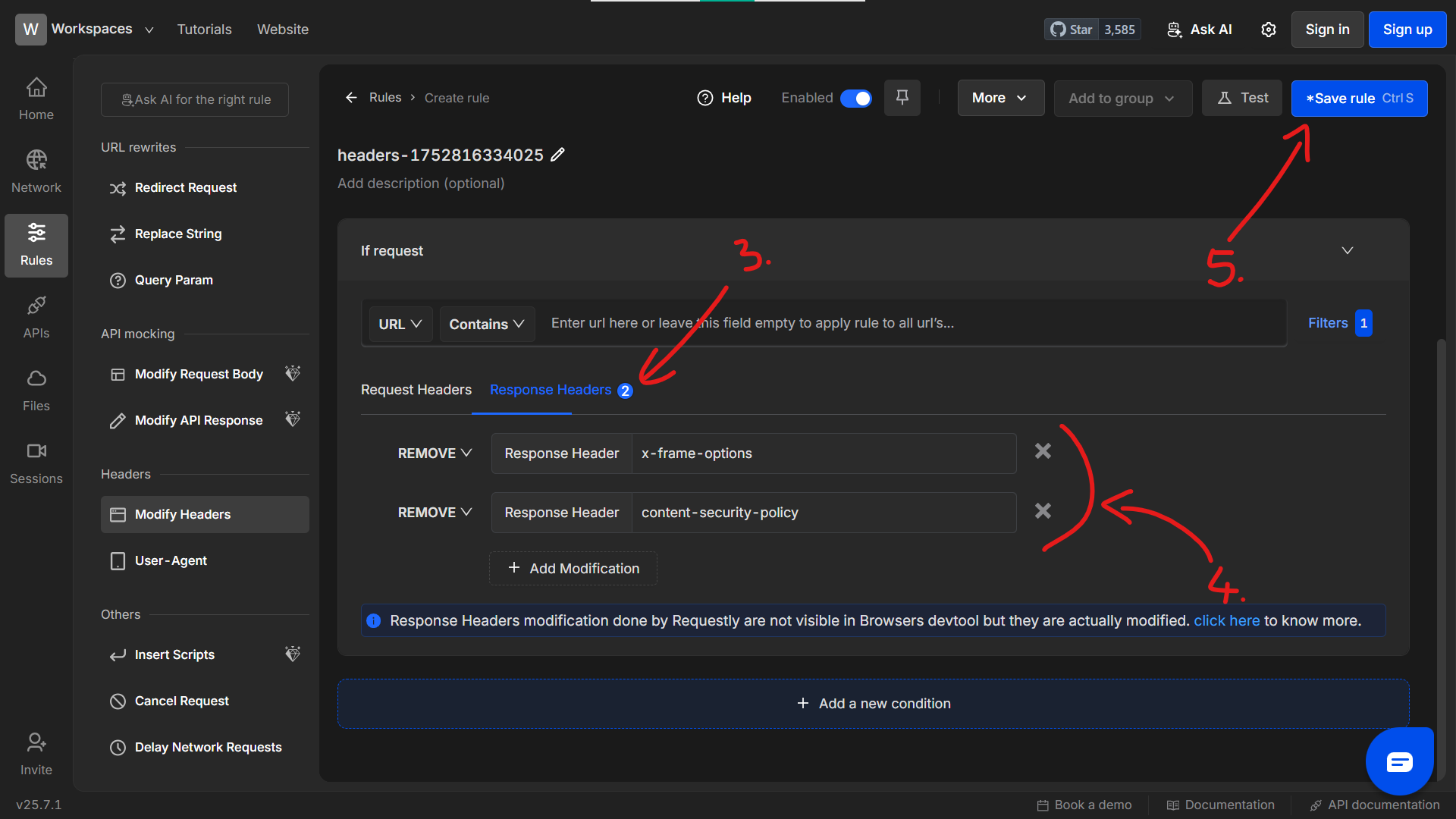 Create Requestly rule step 3