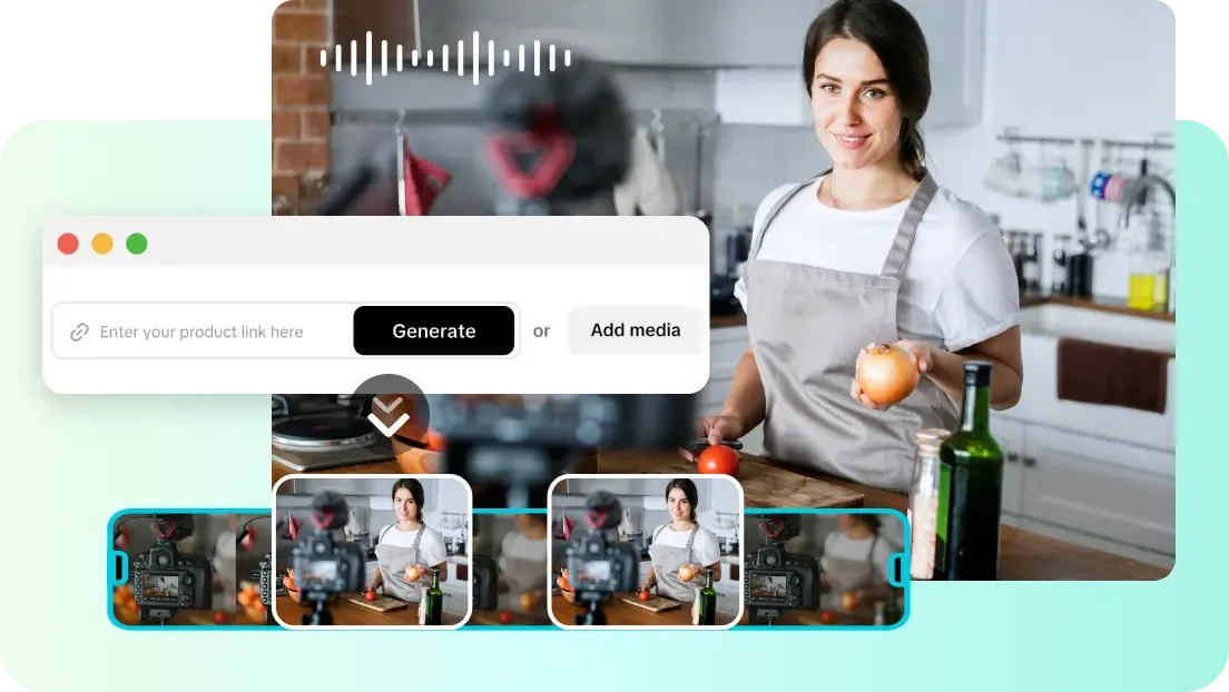 Pippit's video generator with a product link and media input