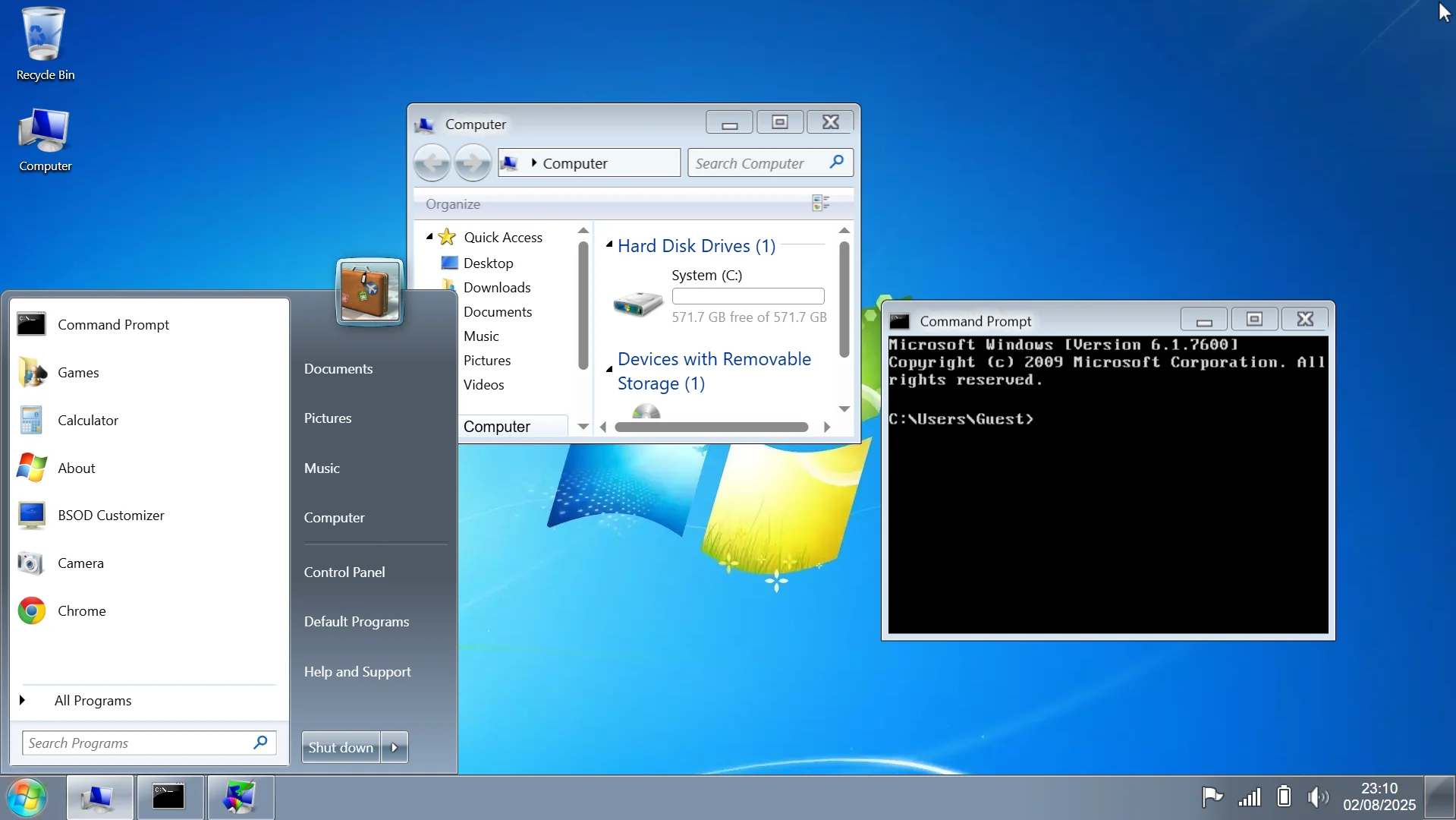 Windows 7 Basic theme in Win7 Simu | Visnalize