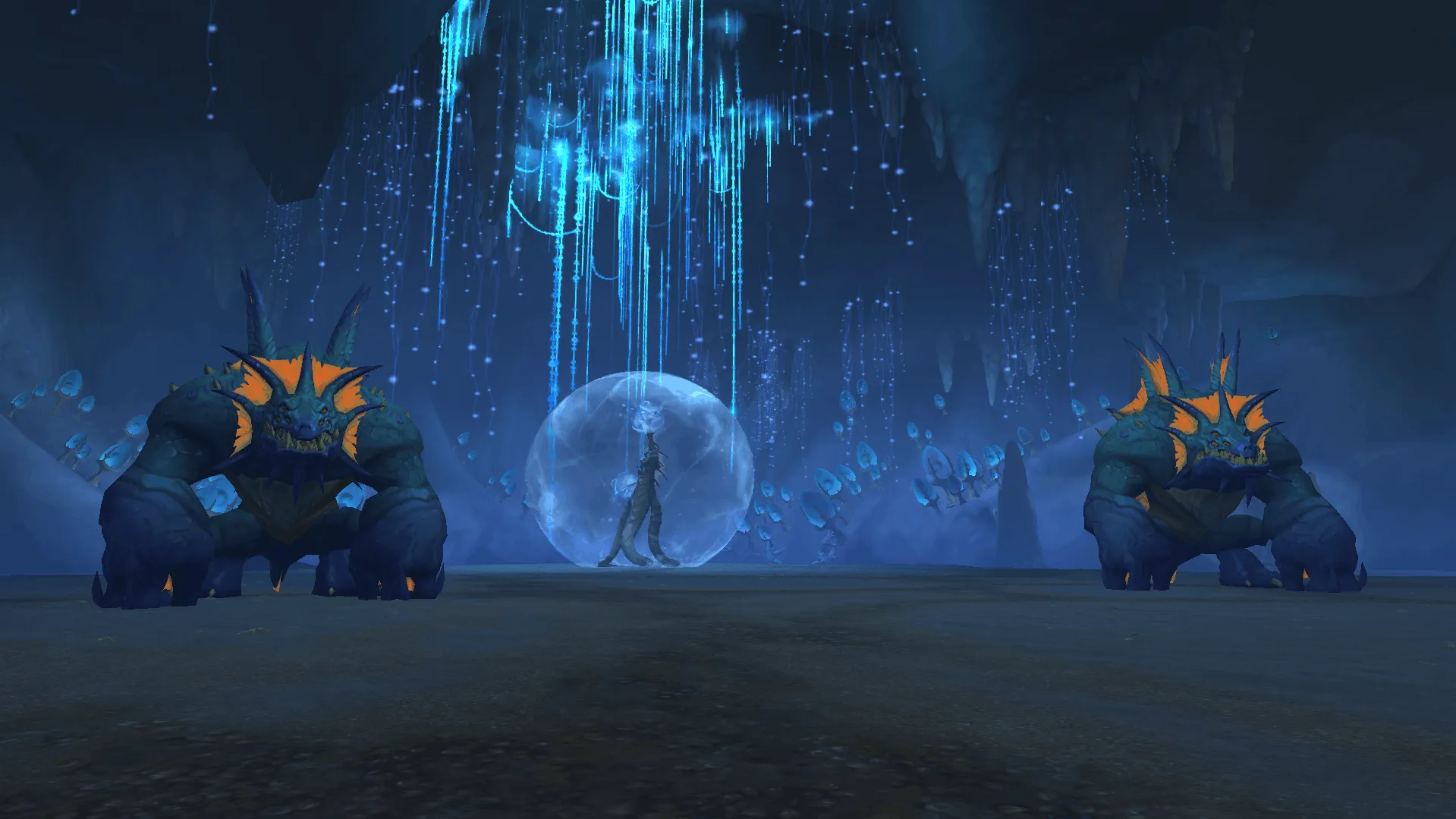 Bubblefin guardians flanking the Alluring Bubble in Tidebound Grotto